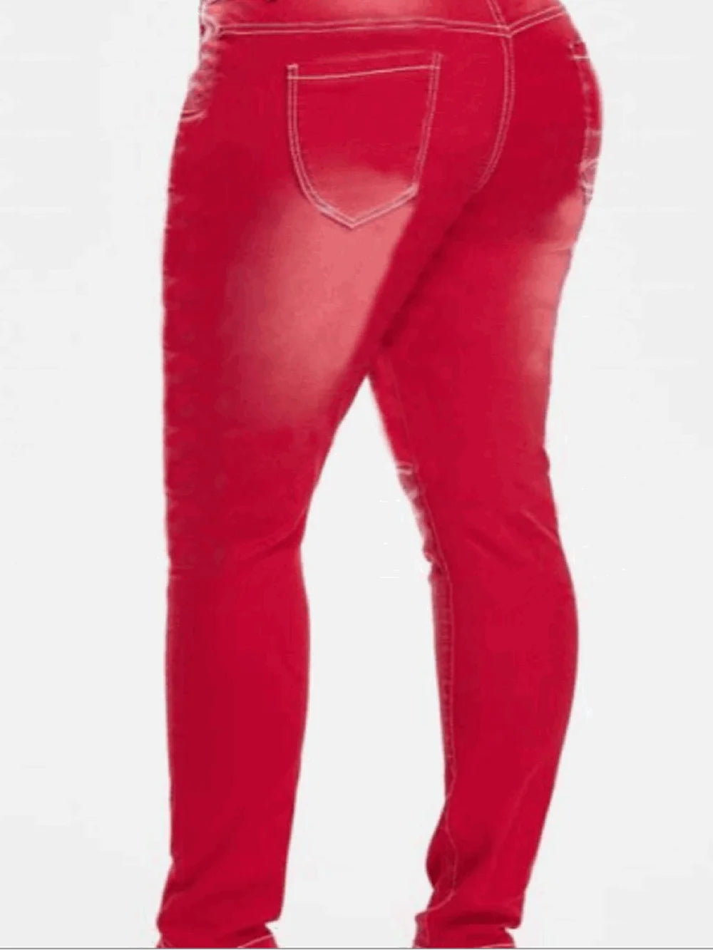 بنطلون جينز نسائي بخصر مرتفع ومقاسات كبيرة