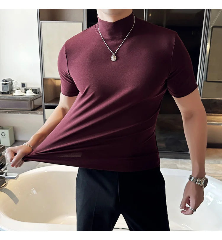 تي شيرت رجالي كوري ضيق بياقة مدورة