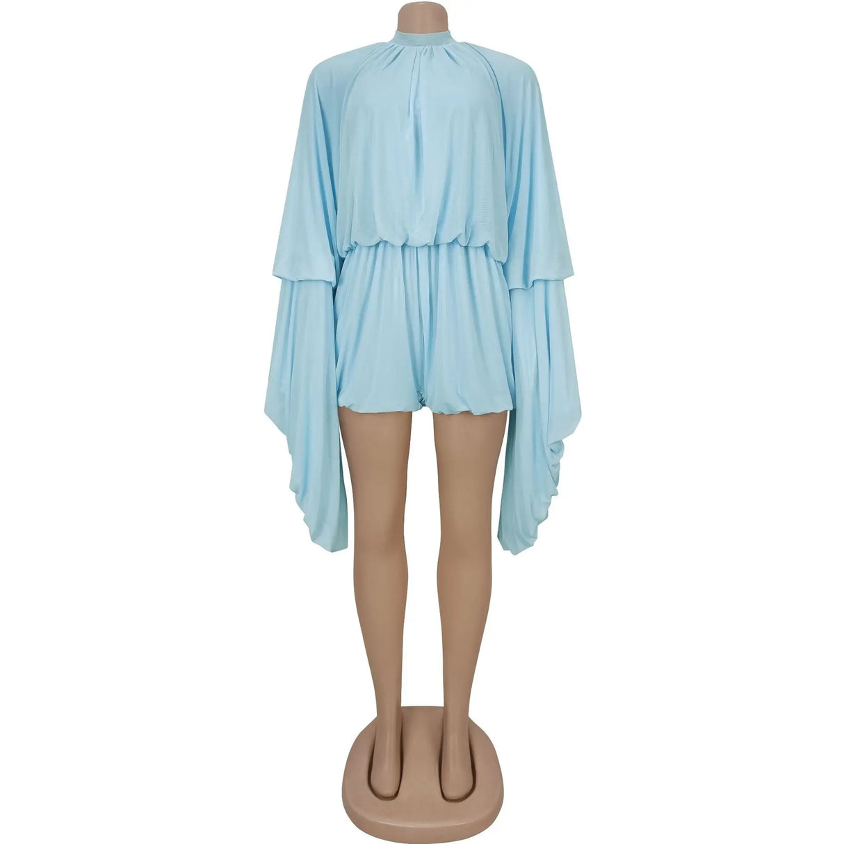 SculptEase™ – جمبسوت ضيق بأكمام واسعة ومكشكشة (مطاطي، أنيق، وملائم للانحناءات)