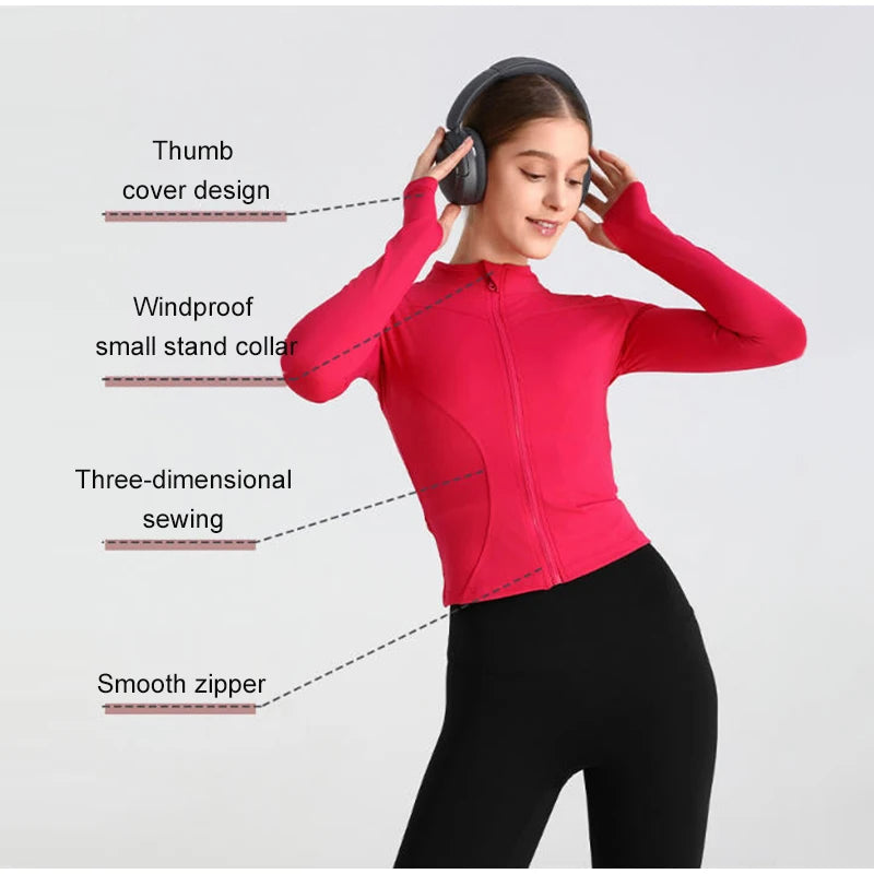 سترة يوجا نسائية بسحاب وقصّة Slim Fit