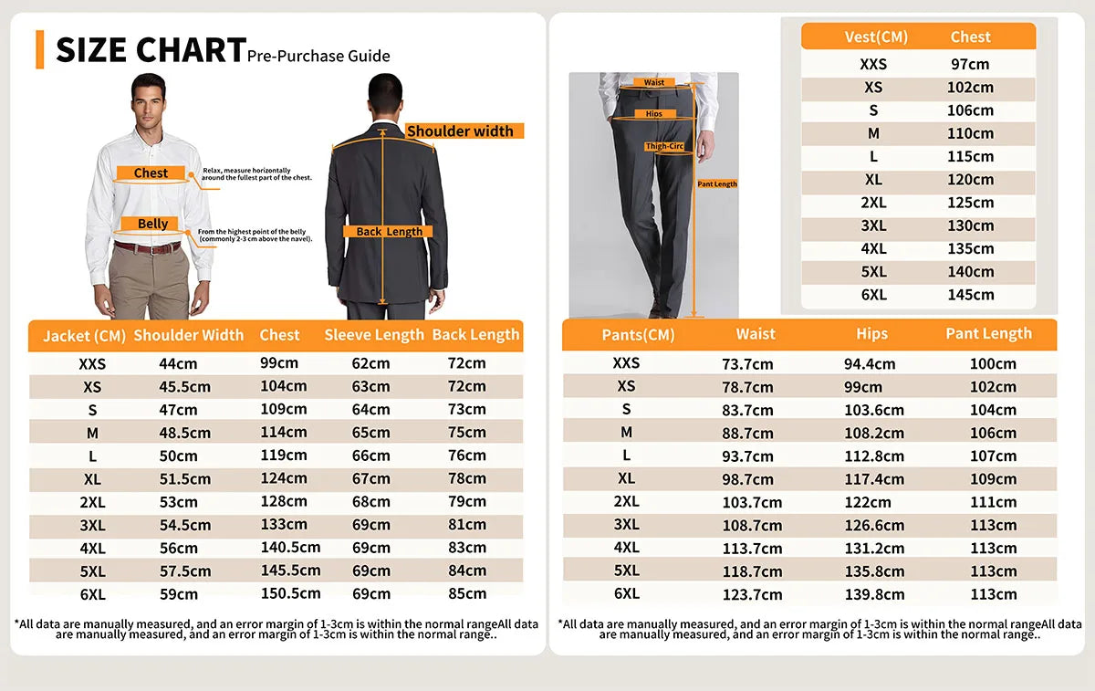 بدلة رجالية مزدوجة الصدر بمقاسات كبيرة - مجموعة من 3 قطع