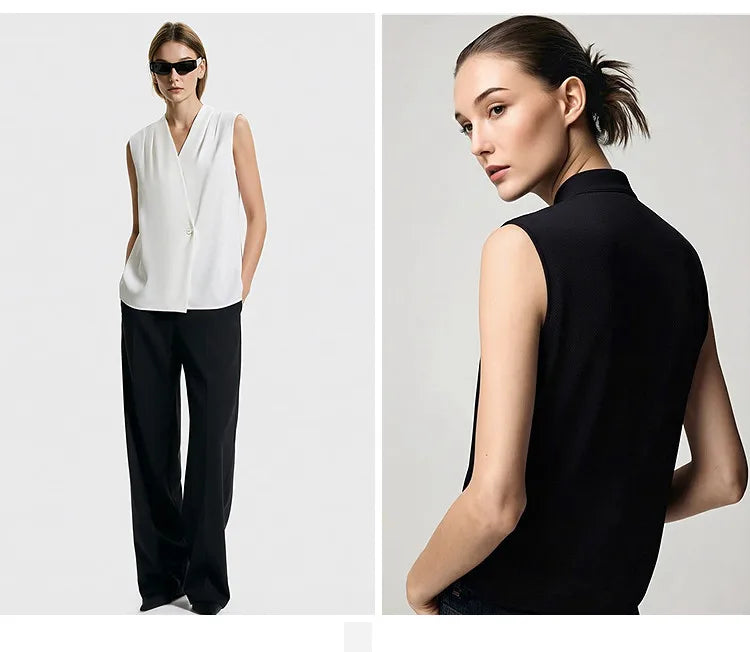 Amii Sleeveless Chiffon Office Blouse