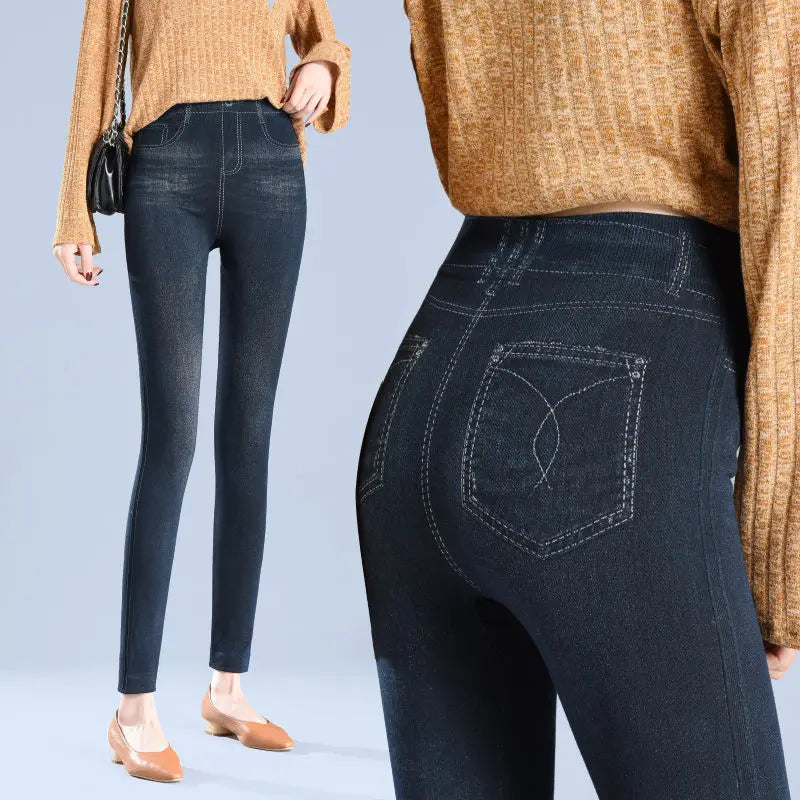 Women Faux Denim Leggings