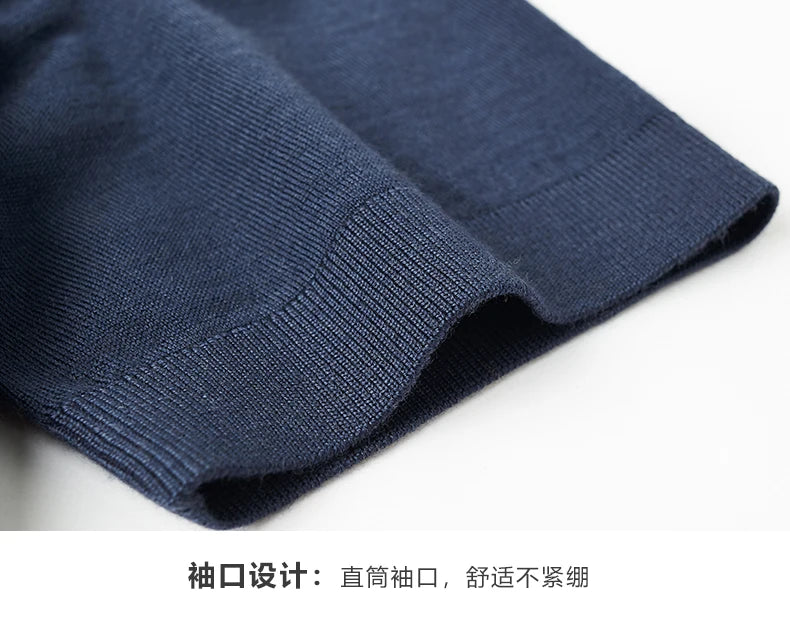 Men Short Sleeve Wool Polo Knit