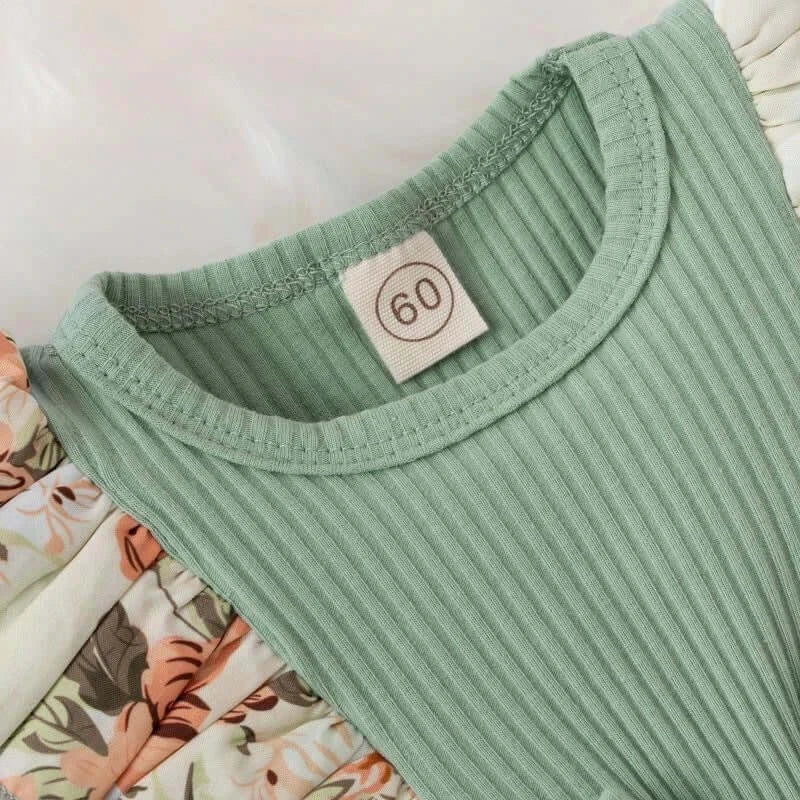 فستان بناتي مع جمبسوت مخطط بعقدة فيونكة