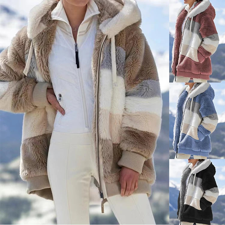 Women's Plus Size Long Teddy Bear Coat