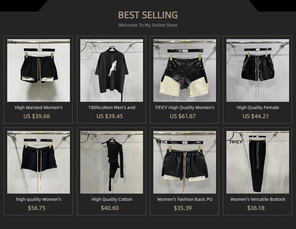 Women's PU Leather Black Shorts