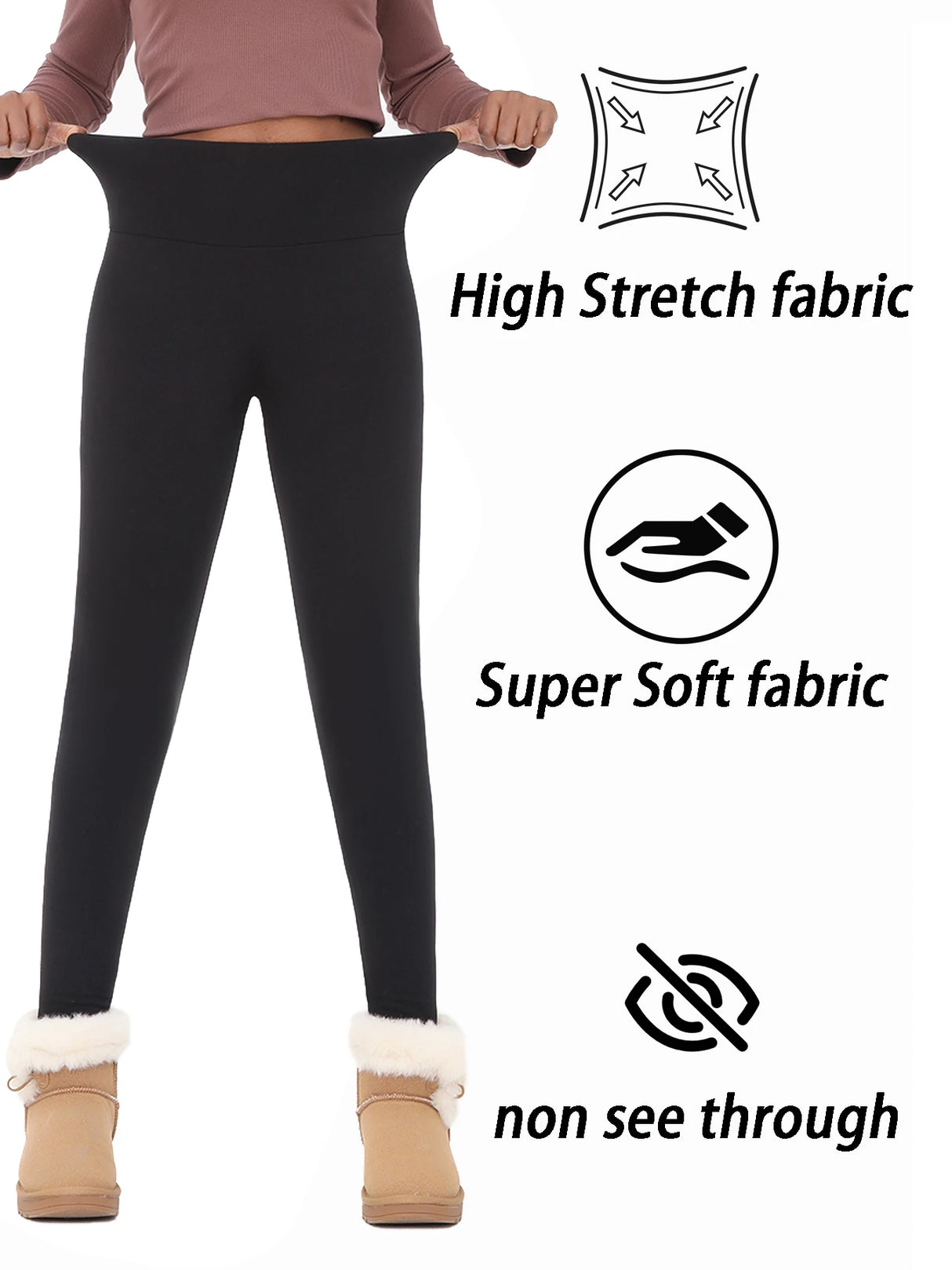 3-Pack Thermal Fleece Women's Leggings – High Waisted Winter Yoga Pants