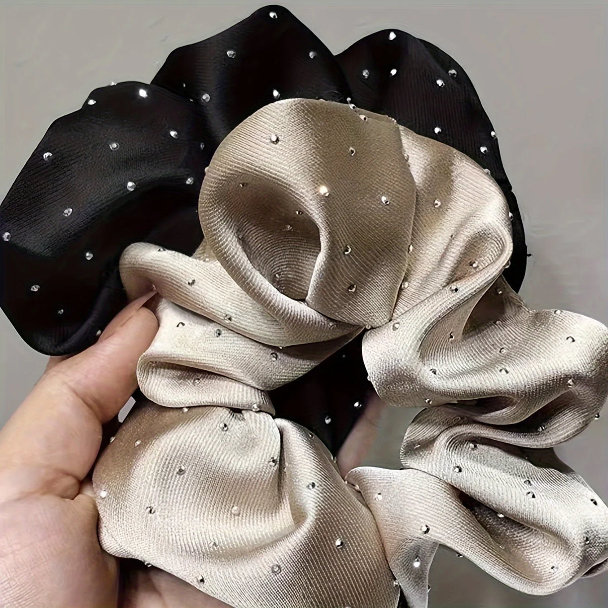 Rhinestone Satin Scrunchies