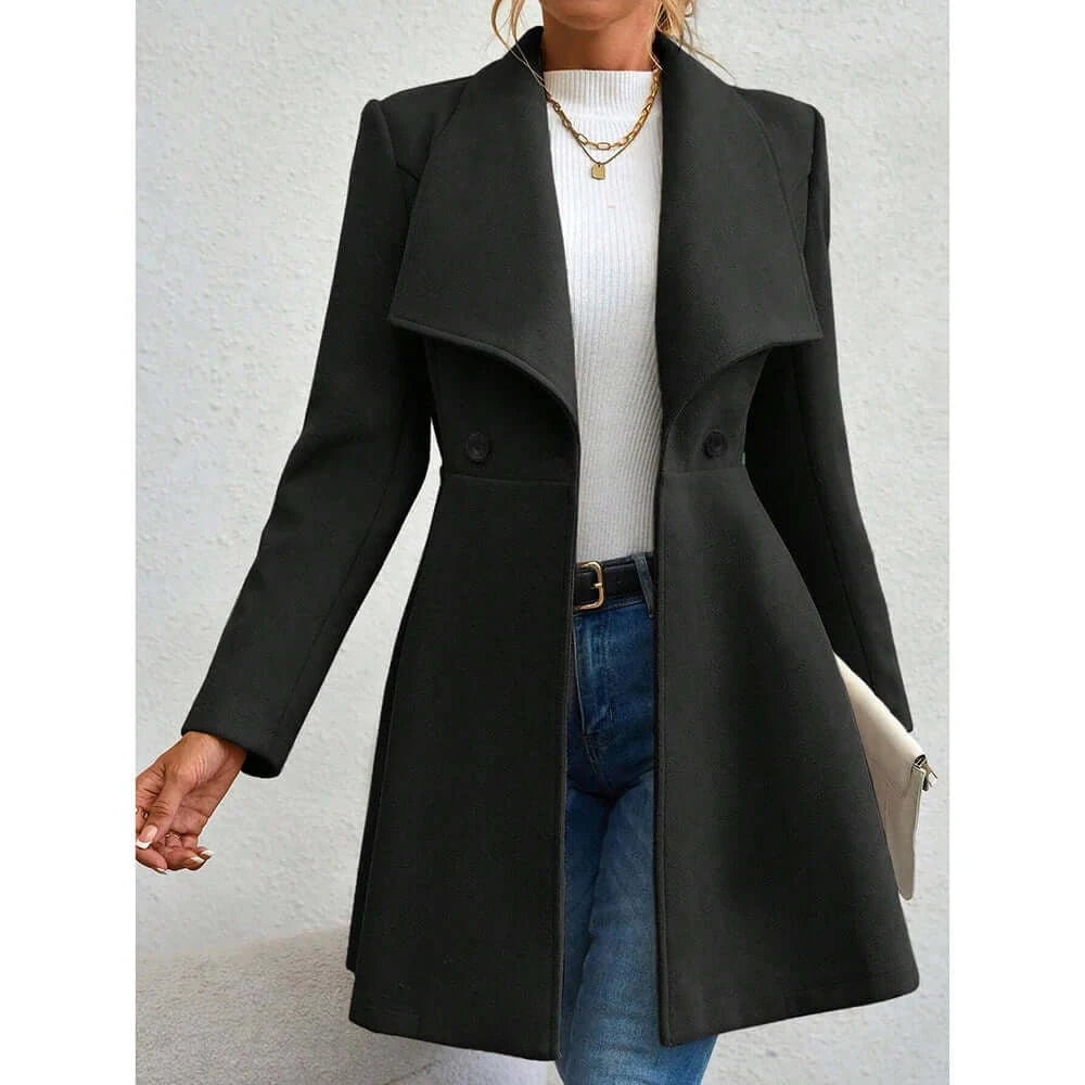 Women Button Lapel Work Coat