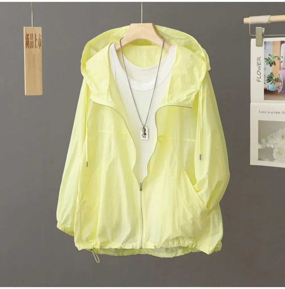 Men Solid Color Sunscreen Zipper Jacket