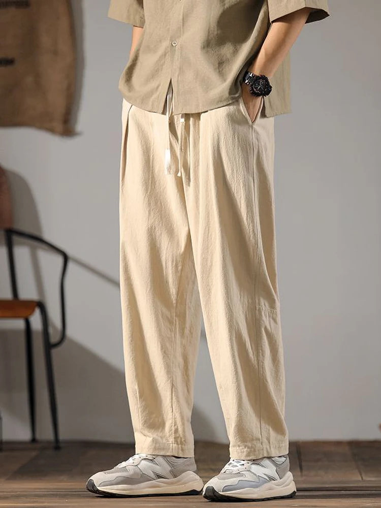 Men Wide Leg Linen Pants