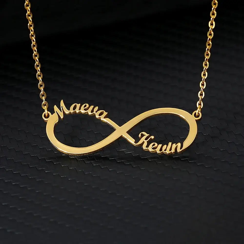 Custom Double Heart Two Names Infinity Necklaces