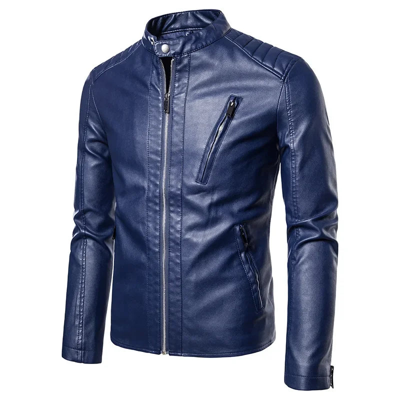 Men Faux Leather Motorcycle Jacket