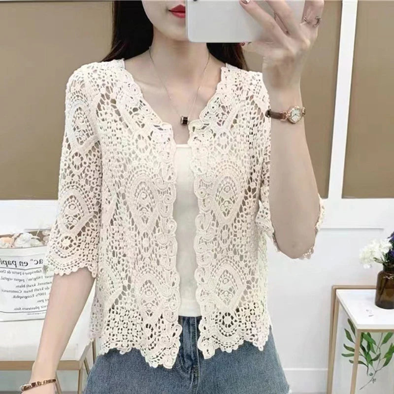 Women's Knitted Lace Shrug Cardigan
