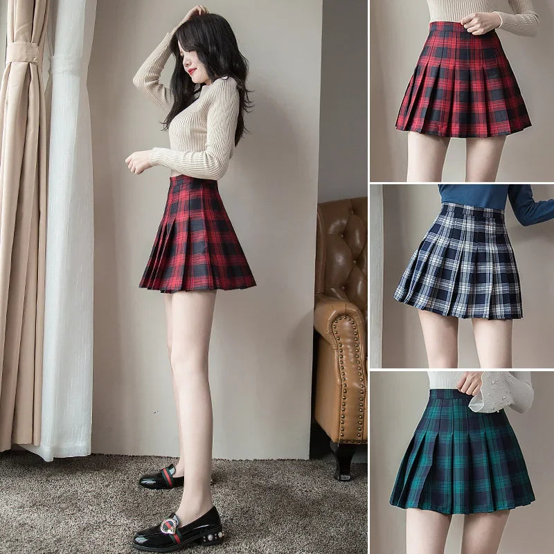 Women Plaid A-line Sailor Skirt