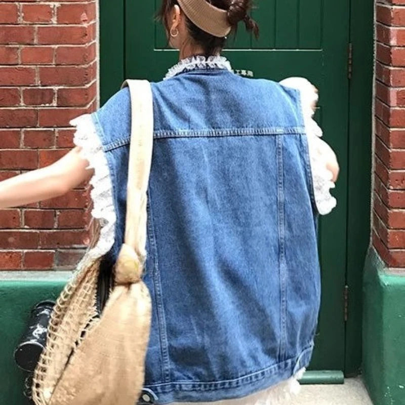 French Lace Denim Jacket