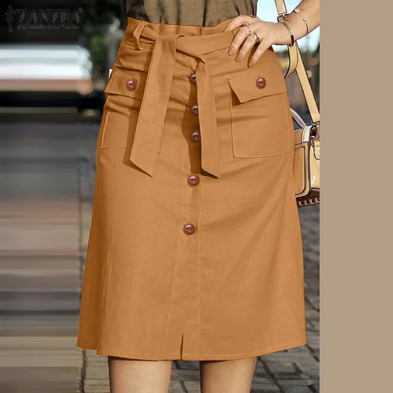 Women Buttoned Cargo Skirt
