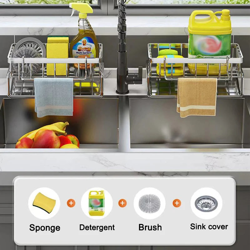 Stainless Steel Sink Storage Rack – Kitchen Sponge Organizer