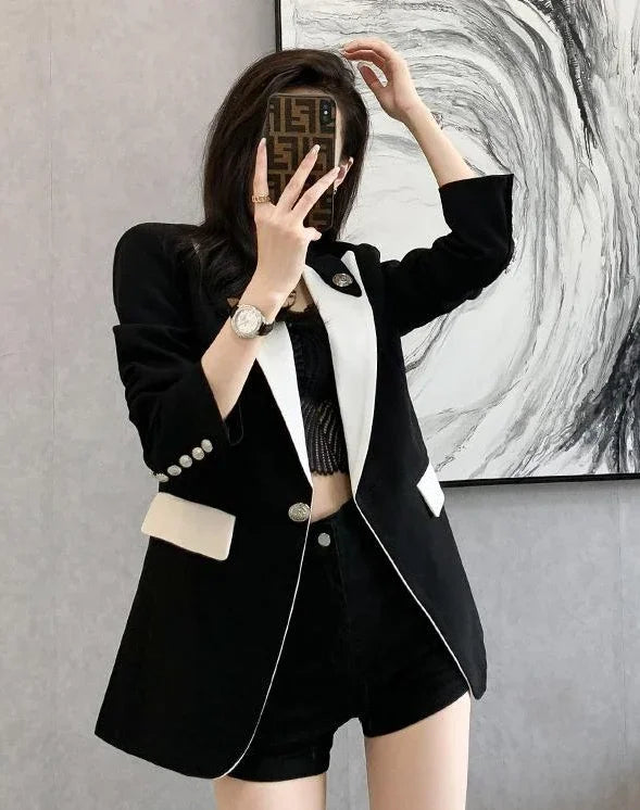 ColorFold™ – Long Tailored Blazer (Colorblock Elegance, On-Sale Collection)