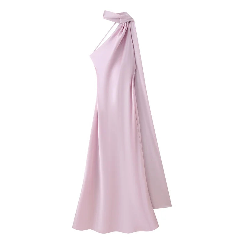 Luxe Satin Halter Evening Gown
