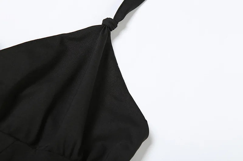 Ruffina™ – Black Ruffle Halter Festival Jumpsuit (Bold, Fun & Carefree)