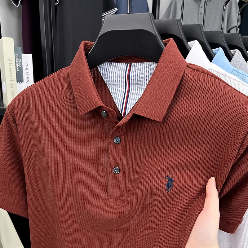 قميص بولو رجالي قطني مطرز