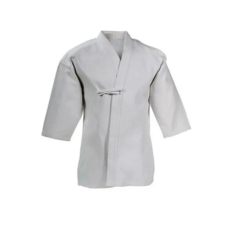 Kendo hakama kimono in gray for martial arts, suitable for men, women, and girls, featuring a traditional design.