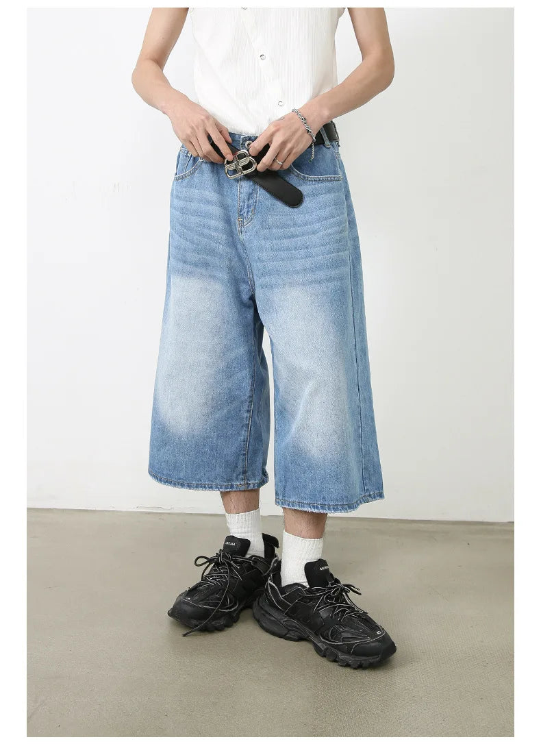 FadeMid™ – Black Retro Loose Shorts (High Waist, Y2K Mid-Length)