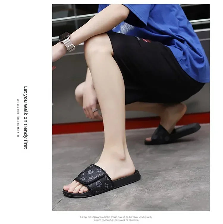 Men Genuine Leather Summer Sandals Slippers