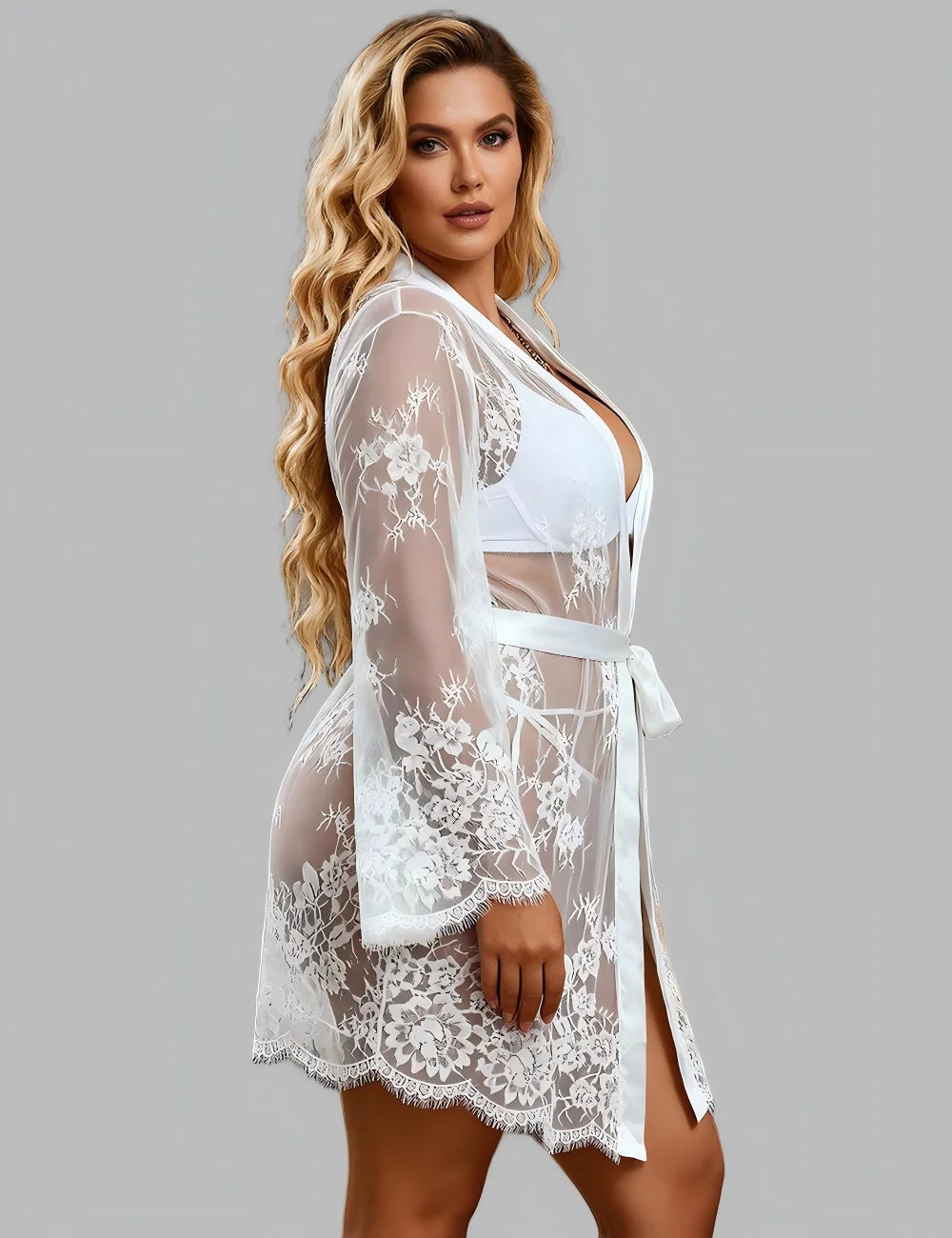 Plus Size Lace Robe