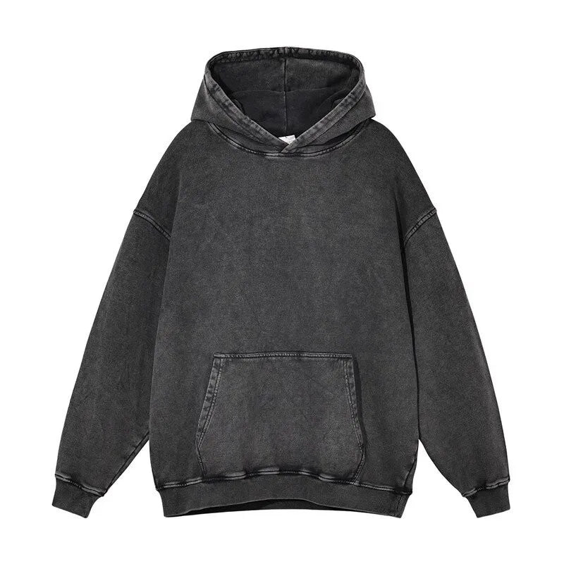Oversized Men's Hoodie – Vintage Black Pullover