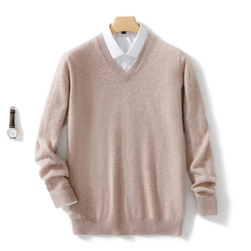 Men's Plus Size Cashmere V-Neck Sweater