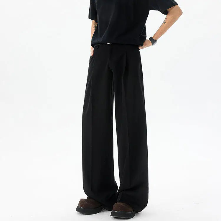 Men's Plus Size Vintage Pleated Trousers – Wide Leg