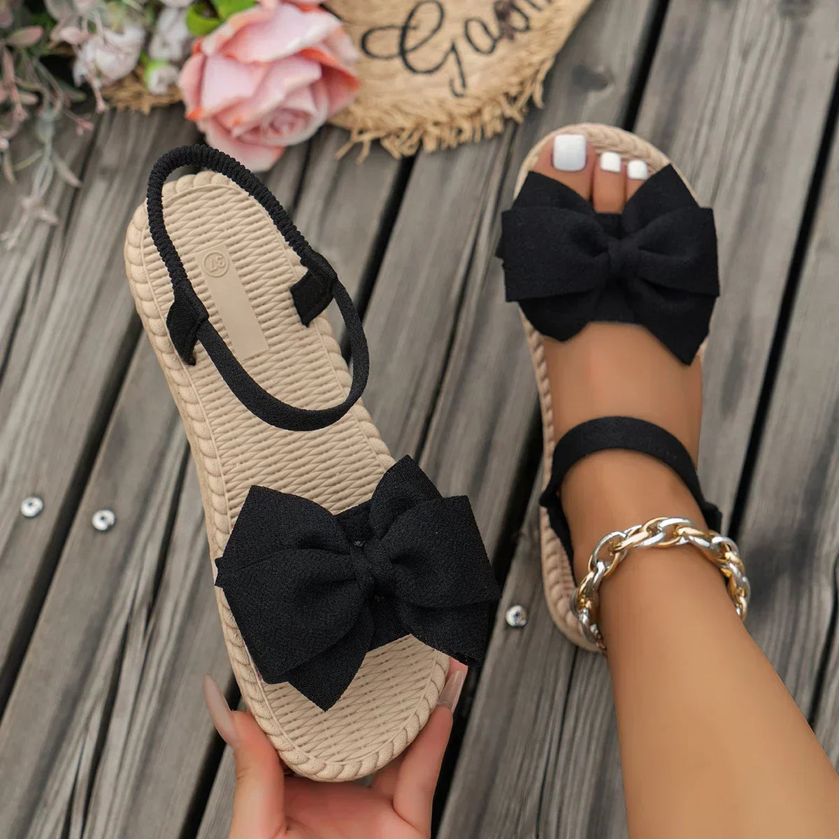 Women Platform Bow Tie Sandals Summer Slides