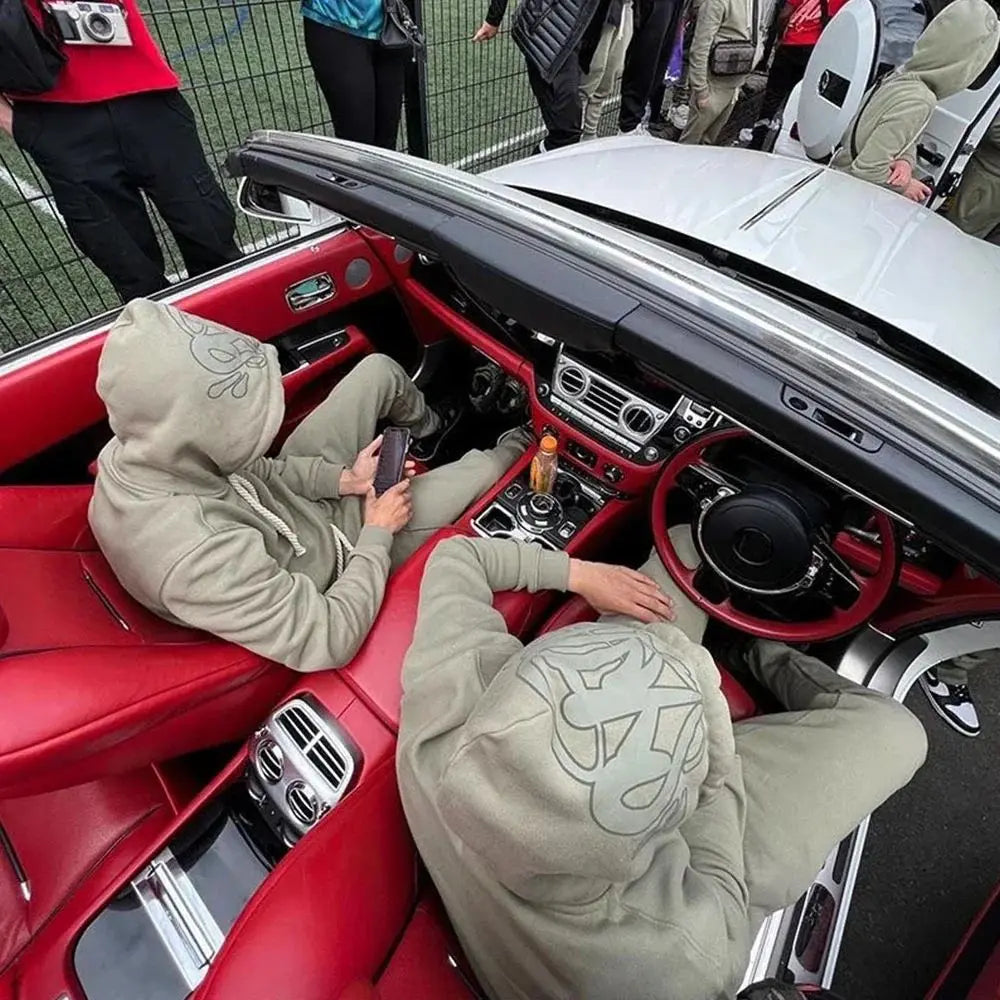 طقم هودي وبنطال رياضي رجالي من القطن