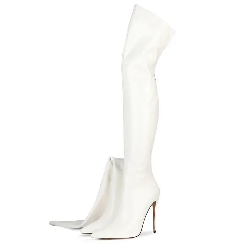 أحذية نسائية فوق الركبة - أحذية تشيلسي مثيرة بكعب عالٍ