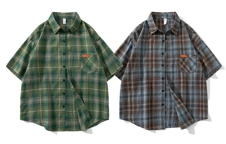 Men Oversized Plaid Shirt