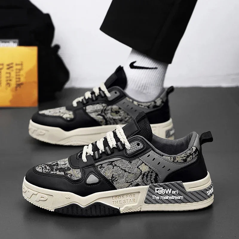 حذاء تزلج أبيض للرجال قابل للتنفس