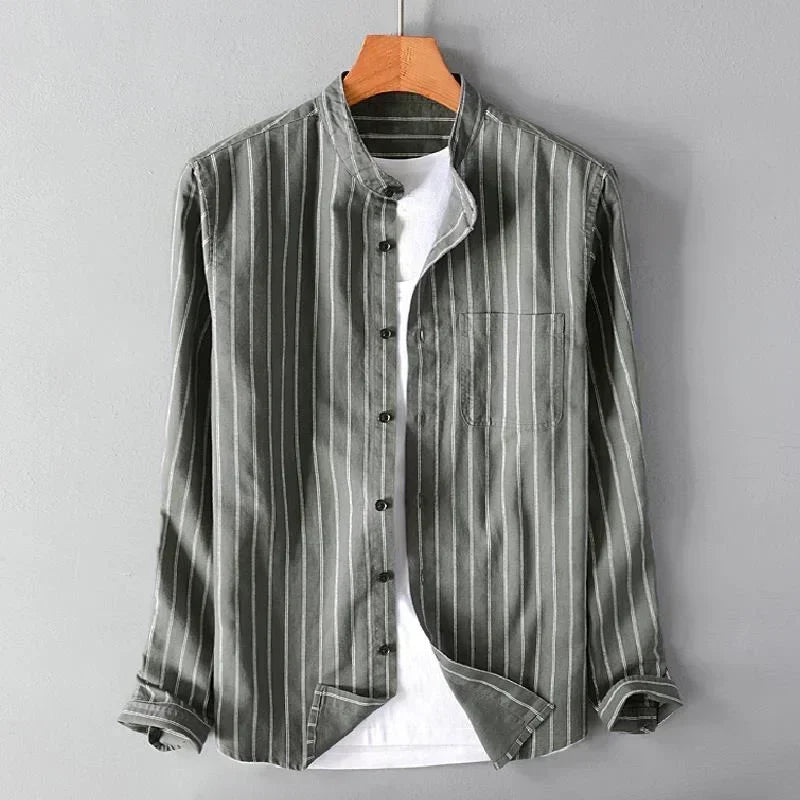 Men's Plus Size Striped Cotton Shirt – 4XL 5XL