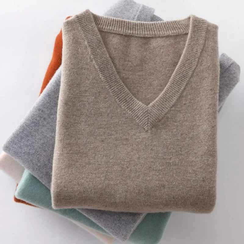 Men's Plus Size Wool V-Neck Sweater