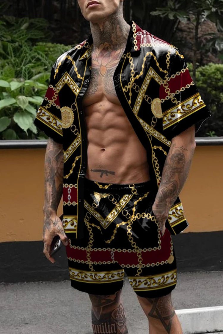 مجموعة شورت هاواي رجالي مزهر