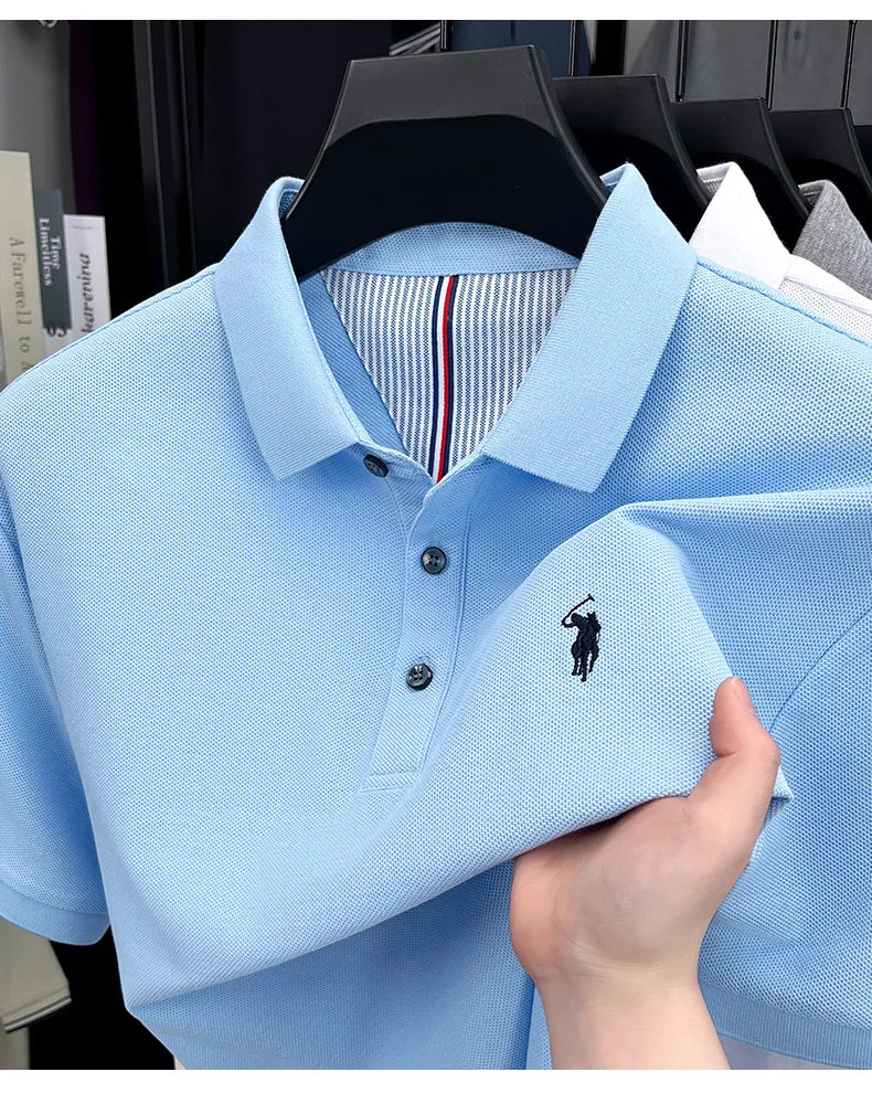 قميص بولو رجالي قطني مطرز