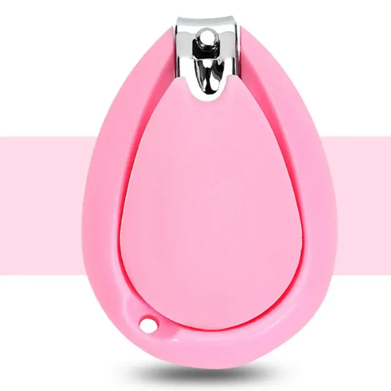 Baby children's nail clipper in pink, made of stainless steel and plastic, designed for safe use on infants.