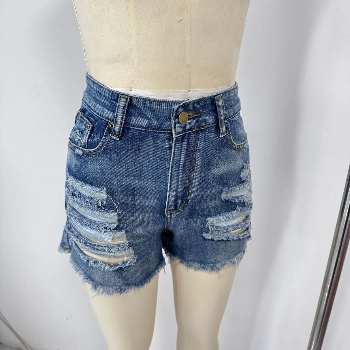 2000s Tassel Ripped Hot Denim Shorts