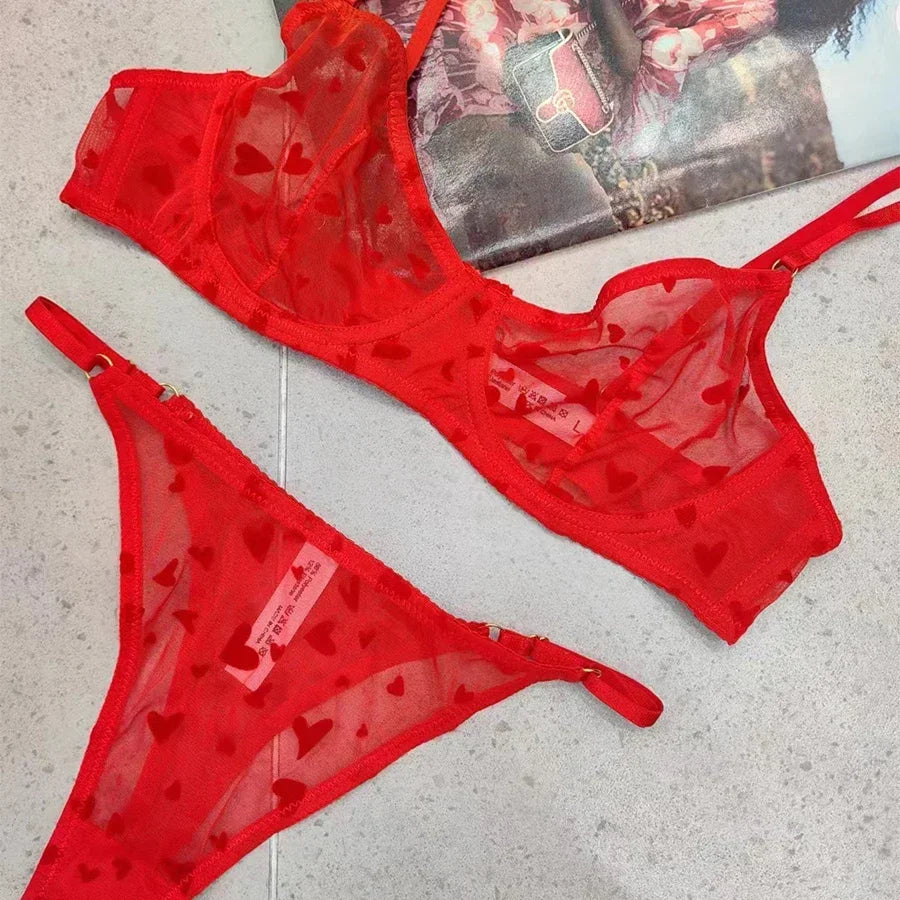 Women Mesh Bikini Lingerie Set