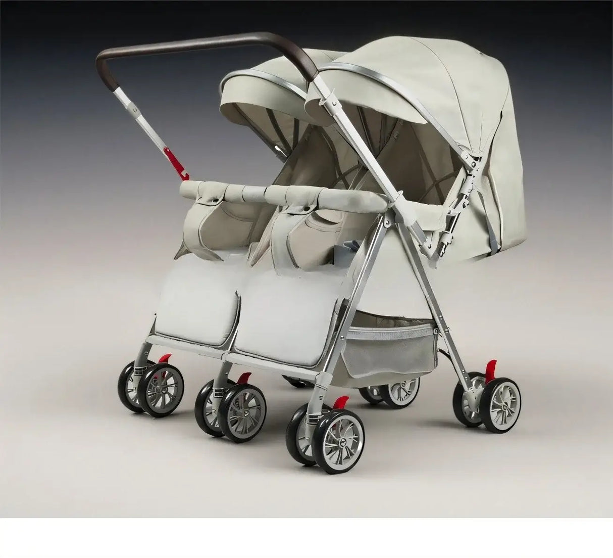 2025 New Twin Baby Stroller with reversible seats, aluminum alloy frame, and foldable design for ages 0-3 years.