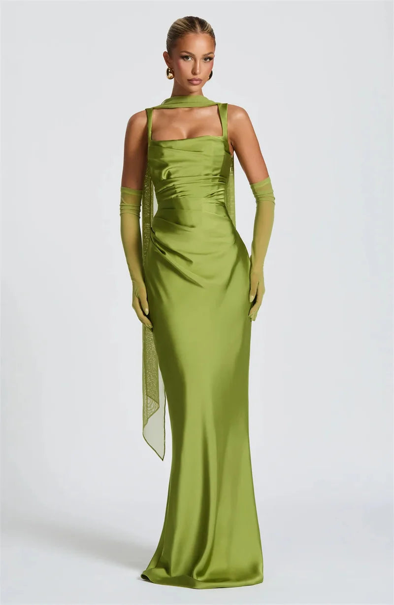 Luxe Satin Halter Evening Gown