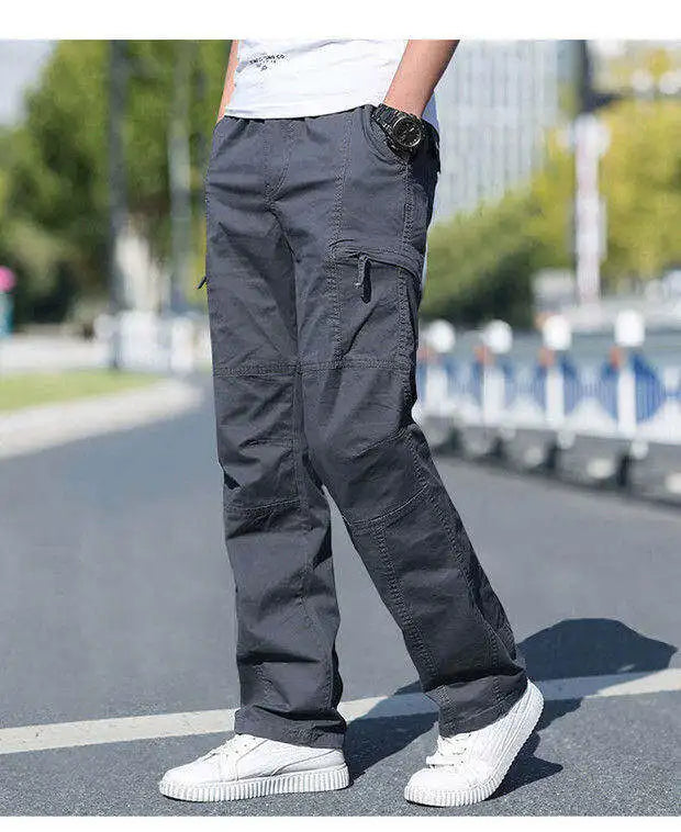 Men's Plus Size Cargo Pants – Black Cotton Joggers