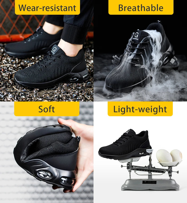 أحذية أمان للجنسين قابلة للتهوية بأصابع فولاذية